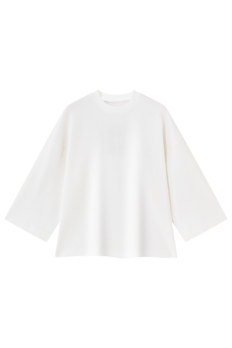 Men's Drop Shoulder Loose Crew Neck Waffle Knit T-shirt