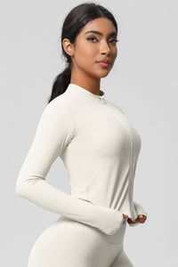 Women's round neck front zipper sports jacket