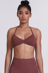 Women's Seamless Pleated Halterneck Sports Bra