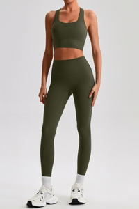Women's Bare Feel  Cross Back Bra & High Waist Leggings Set