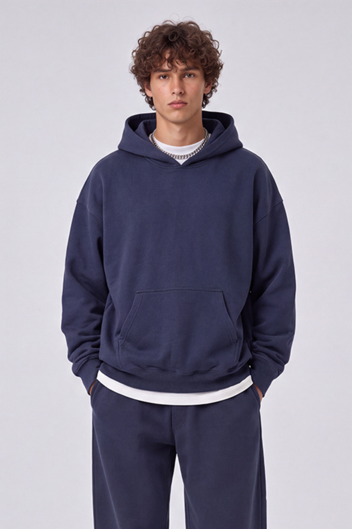 Unisex Fall 100% Cotton Solid Kangaroo Pocket Hoodie