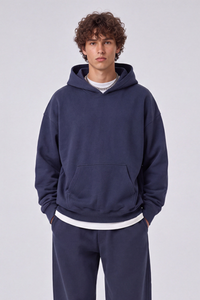 Unisex Fall 100% Cotton Solid Kangaroo Pocket Hoodie