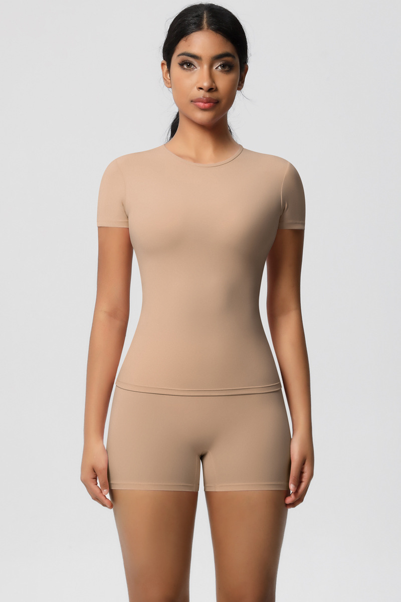 Women Yoga Set: Quick Dry Breathable Short Sleeve + Shorts