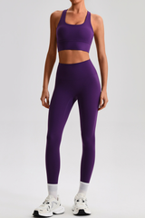 Women's Bare Feel  Cross Back Bra & High Waist Leggings Set