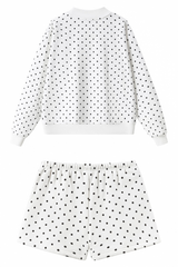 Unisex Fall Fleece Polka Dot Mock Neck And Shorts Outfit Set