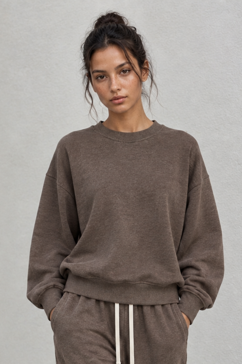 Women's Fall Minimal Relaxed Drop Shoulder Sweatshirt