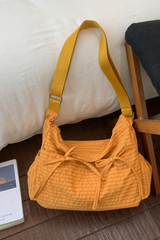 Women's Mini Check Bow Decor Adjustable Strap Crossbody Bag