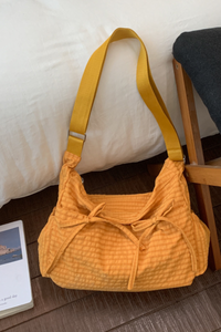 Women's Mini Check Bow Decor Adjustable Strap Crossbody Bag