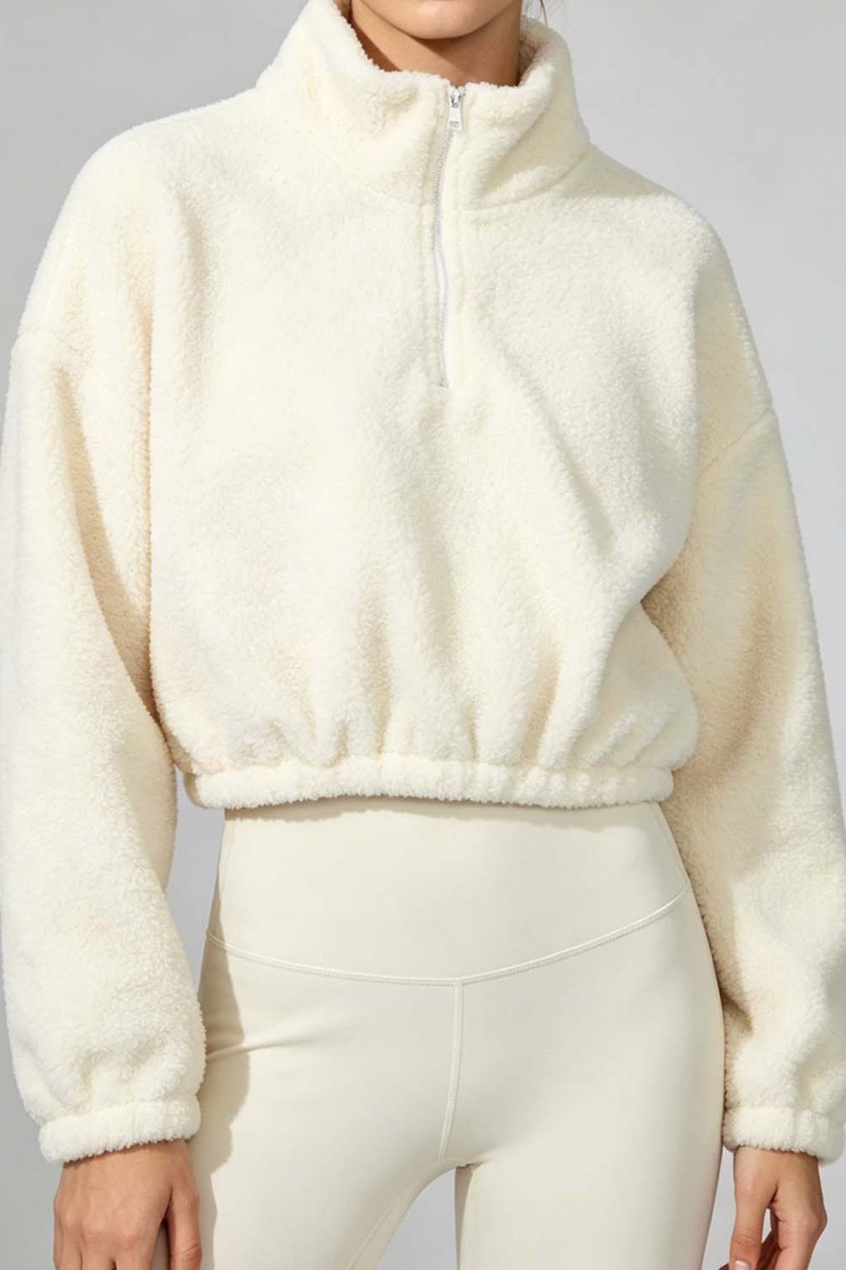 Women's Cropped Half Zip Fleece Top