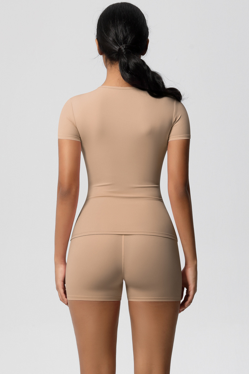 Women Yoga Set: Quick Dry Breathable Short Sleeve + Shorts