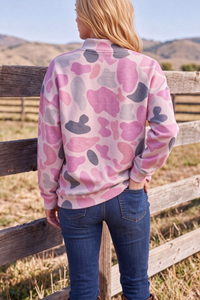 Women's Winter Camo Howdy Letter Mock Neck Sweatshirt