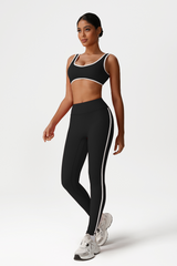 Women High-Waisted Color-Block Butt-Lifting Yoga Set: Sports Bra + 9/10 Leggings