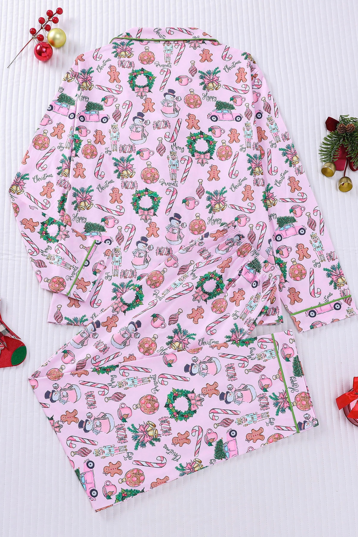 Women's Christmas Tree Printed Christmas Pajama Set