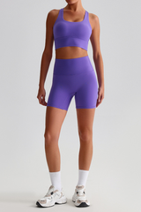 Women's Bare Feel Cross Back Bra &High Waist Shorts Yaga Set