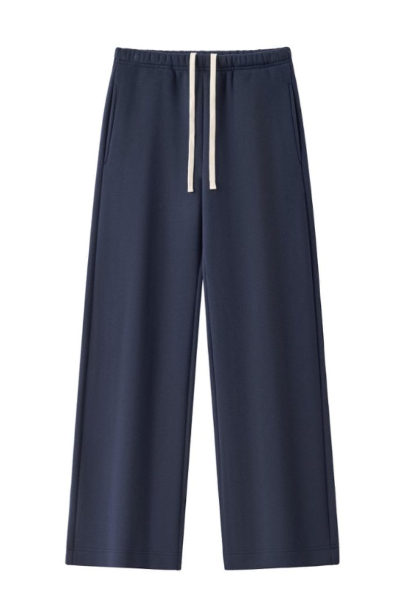 Unisex Fall Drawstring Side Pocket Wide Leg Sweatpants