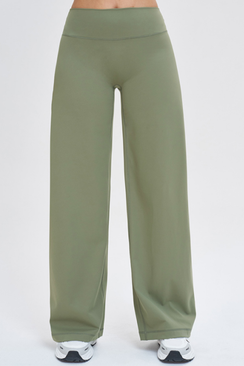 Women's High Waist V-Seam Butt Lifting Draped Wide Leg Pants