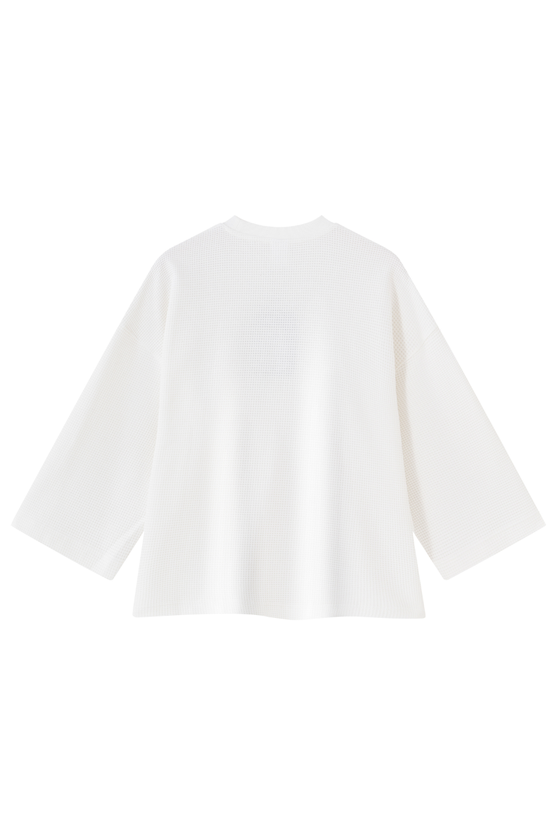 Men's Drop Shoulder Loose Crew Neck Waffle Knit T-shirt