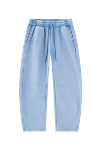 Unisex Fall Fleece Elastic Waist Curved Wide Leg Sweatpants
