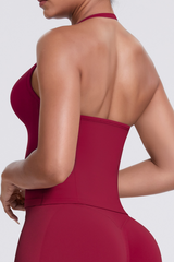 Knit Halter Sports Bra - Seamless Breathable Yoga & Workout Top