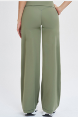 Women's High Waist V-Seam Butt Lifting Draped Wide Leg Pants