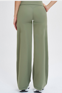 Women's High Waist V-Seam Butt Lifting Draped Wide Leg Pants