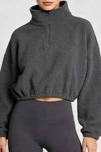 Women's Cropped Half Zip Fleece Top