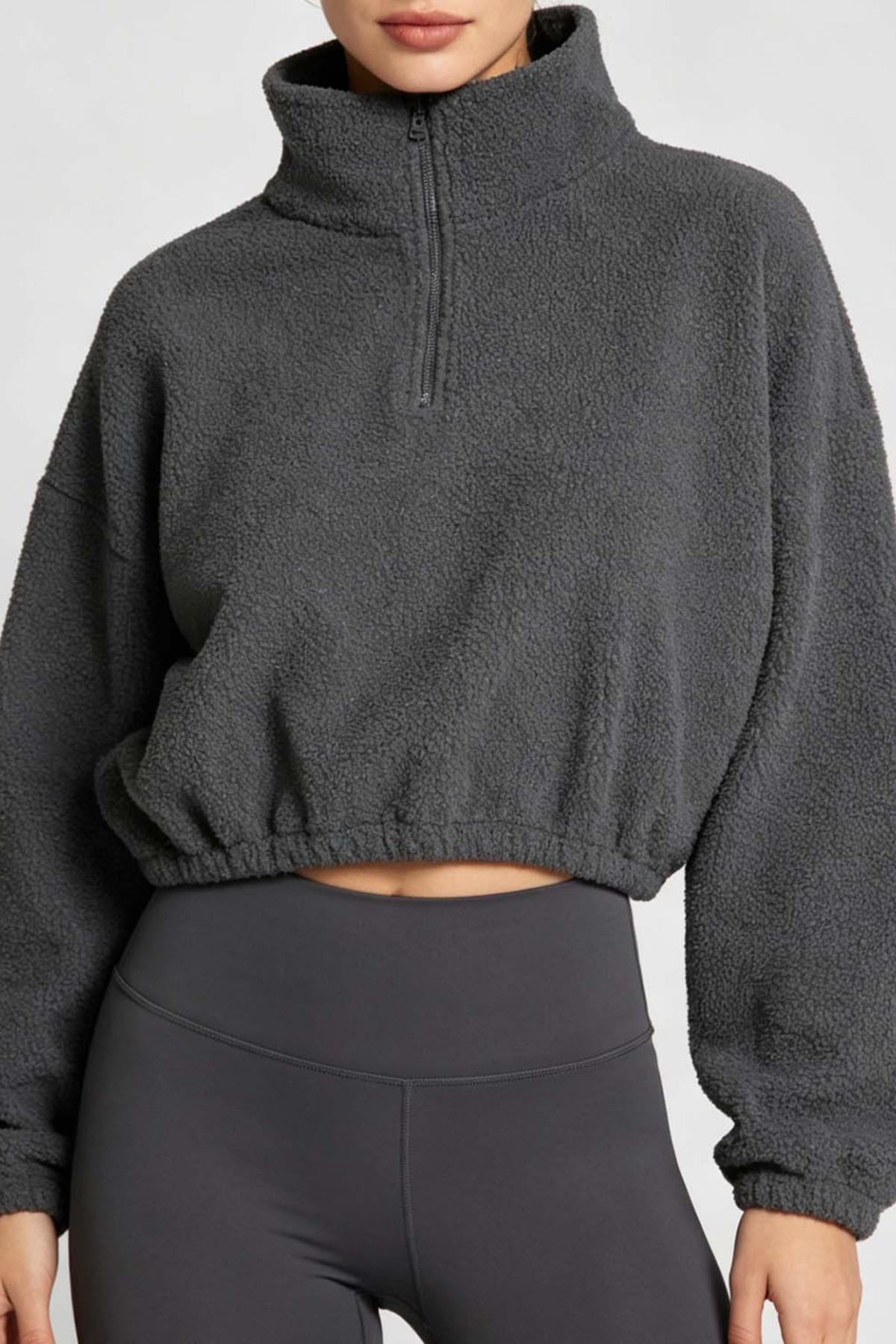Women's Cropped Half Zip Fleece Top