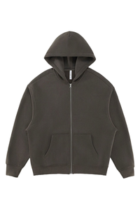 Unisex Fall 350G  Fleece Zip Up Relaxed  Solid Jacket