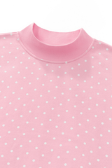 Unisex Fall Fleece Polka Dot Mock Neck And Shorts Outfit Set