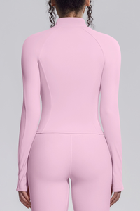 Women's Stand Collar Full Zip Slim Fit Workout Yoga Jacket