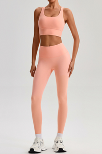 Women's Bare Feel  Cross Back Bra & High Waist Leggings Set