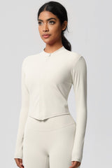 Women's round neck front zipper sports jacket