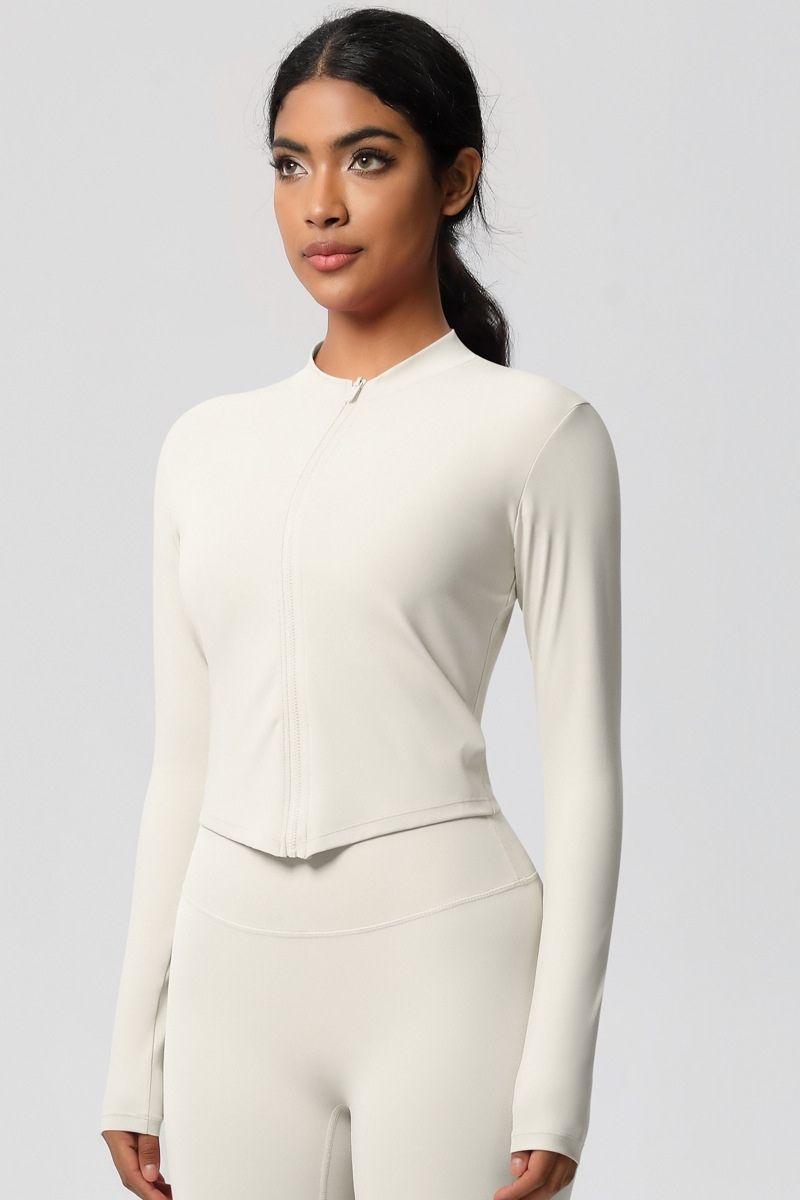 Women's round neck front zipper sports jacket