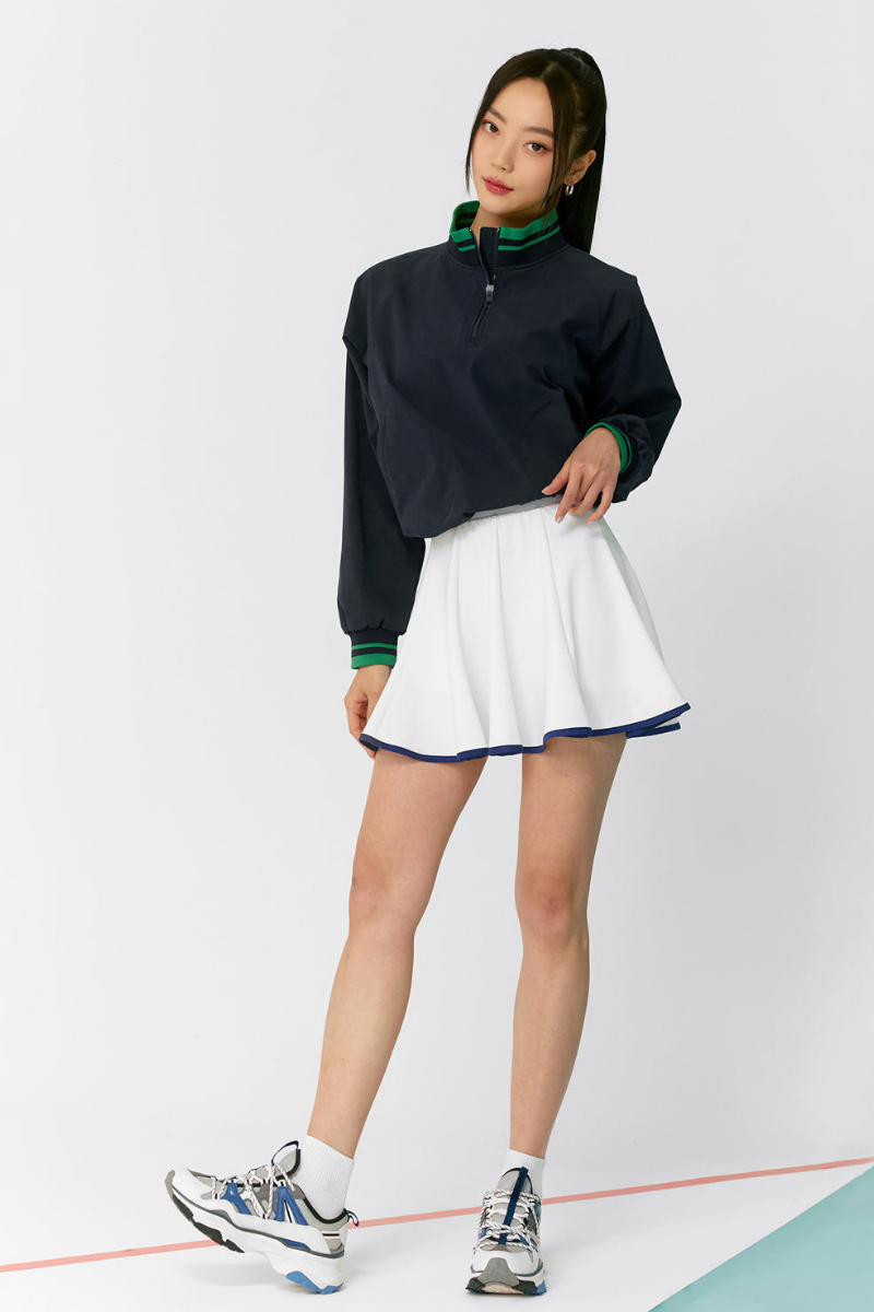Women's Fall Tennis Set:Quarter Zip Sweatshirts And Skirts