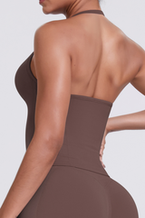 Knit Halter Sports Bra - Seamless Breathable Yoga & Workout Top