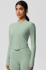 Women's round neck front zipper sports jacket