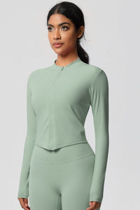 Women's round neck front zipper sports jacket