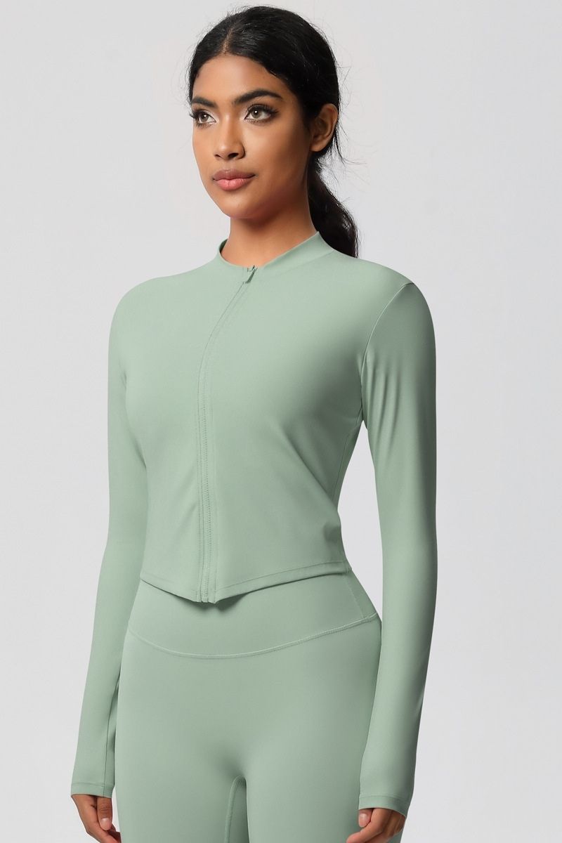 Women's round neck front zipper sports jacket