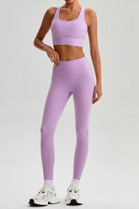 Women's Bare Feel  Cross Back Bra & High Waist Leggings Set