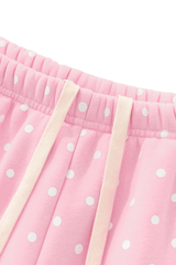 Unisex Fall Fleece Polka Dot Mock Neck And Shorts Outfit Set