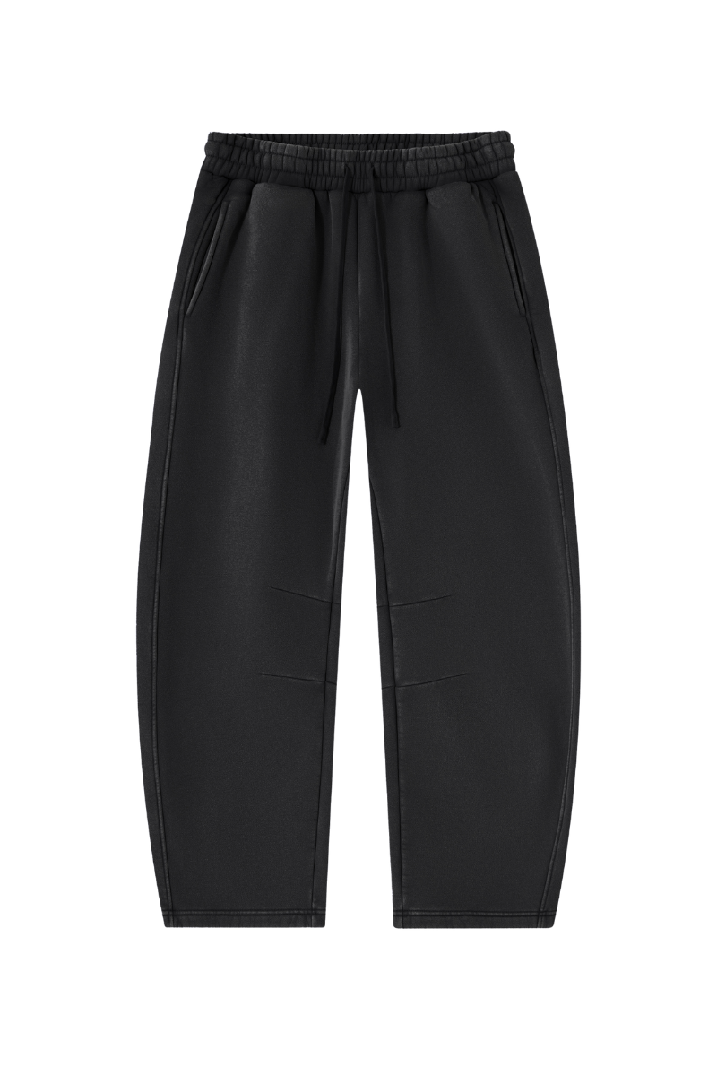 Unisex Fall Fleece Elastic Waist Curved Wide Leg Sweatpants