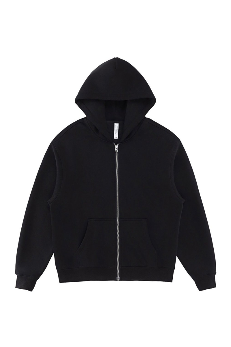 Unisex Fall 350G  Fleece Zip Up Relaxed  Solid Jacket
