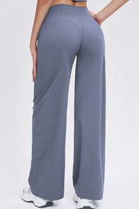 Women's High Waist V-Seam Butt Lifting Draped Wide Leg Pants