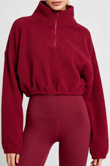 Women's Cropped Half Zip Fleece Top