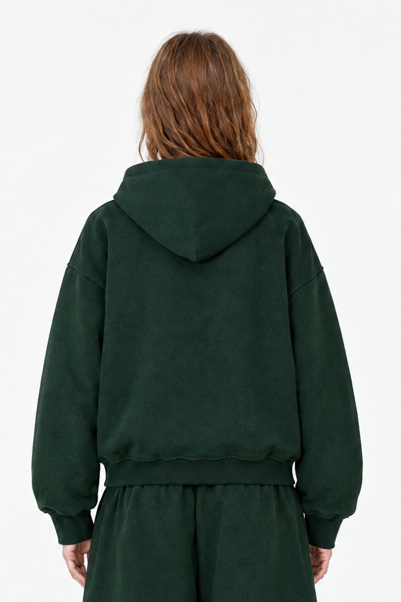 Women's Fall 100% Cotton Terry Double-Zip Hooded Jacket