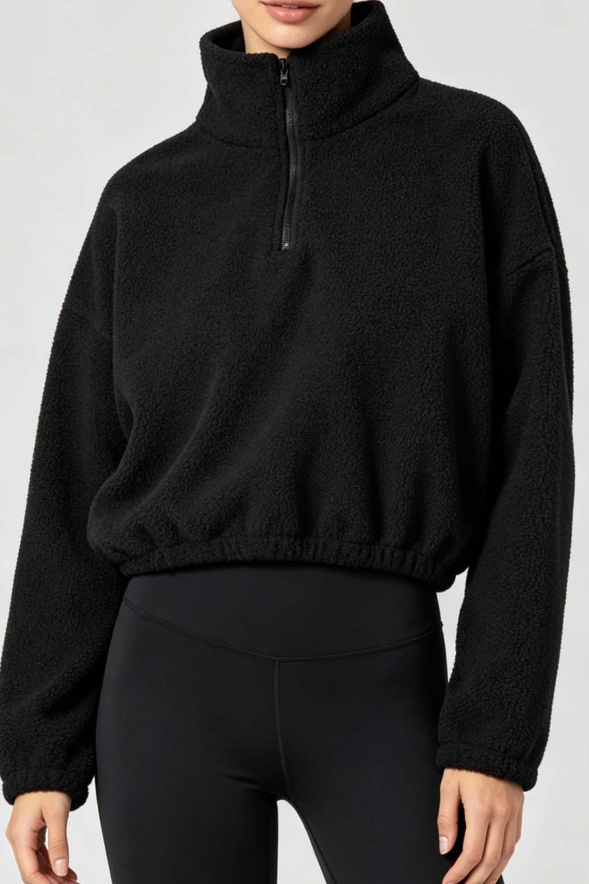 Women's Cropped Half Zip Fleece Top