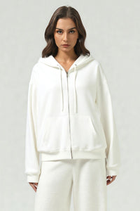 Oversized Terry Fleece Zip Hoodie | Cozy Unisex Lounge Jacket