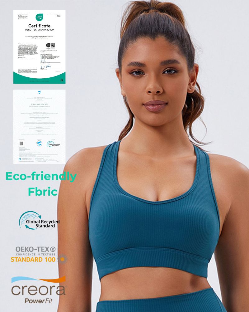Women Eco-Friendly Recycled Fabrics Cross Back Slimming With Padded Yoga Sports Bra