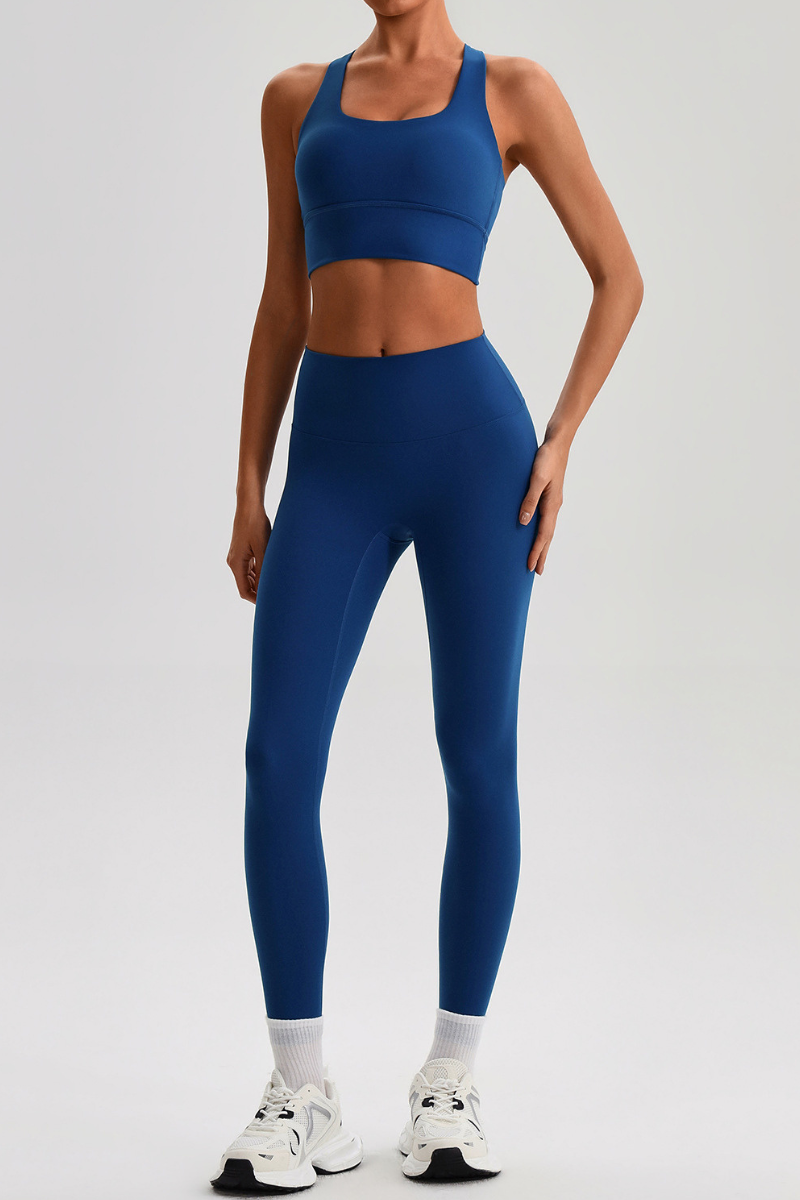 Women's Bare Feel  Cross Back Bra & High Waist Leggings Set