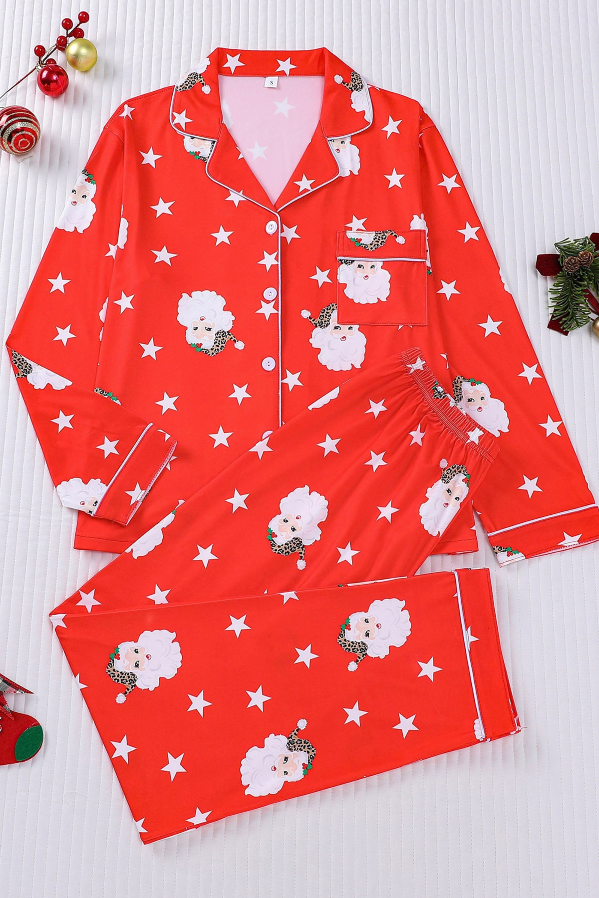 Women's Christmas Tree Printed Christmas Pajama Set